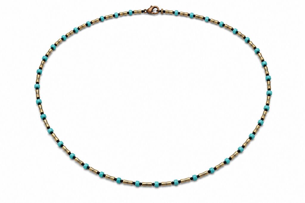 Gold Tubes Turquoise Beads