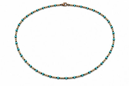 Gold Tubes Turquoise Beads