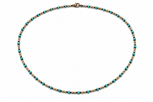 Gold Tubes Turquoise Beads