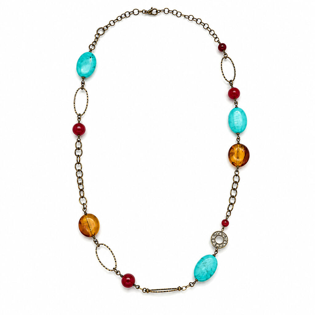 Turquoise Red Yellow Chain
