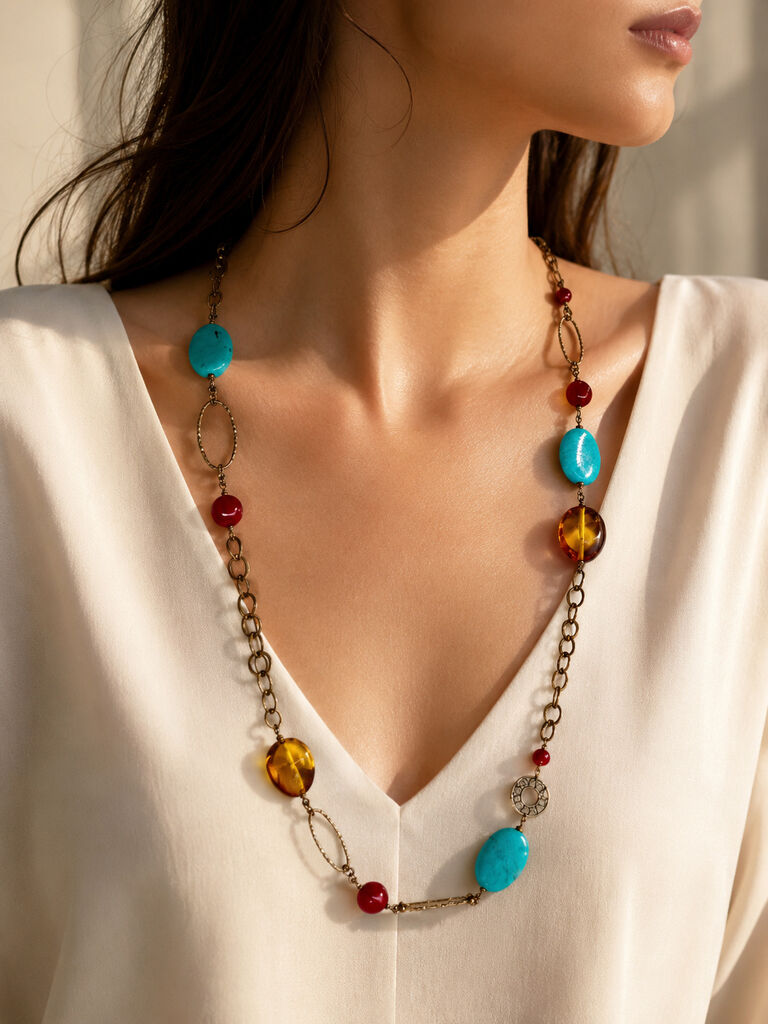 Turquoise Red Yellow Chain