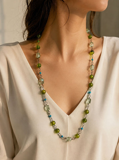 Green Beads Turquoise Accent