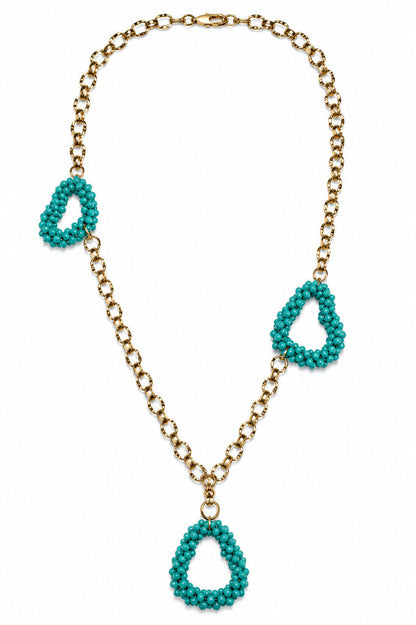 Turquoise Hearts Gold Chain