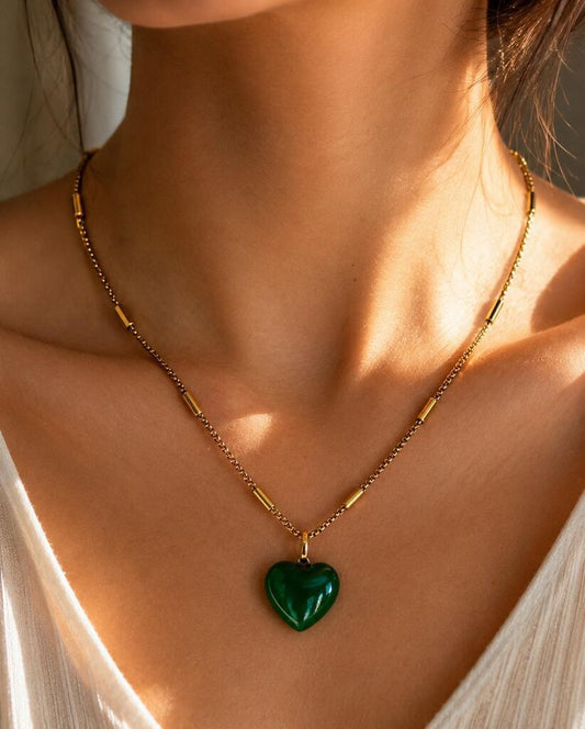 Green Heart Gold Chain