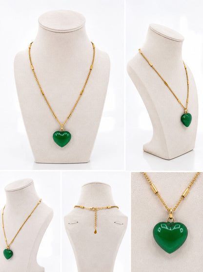 Green Heart Gold Chain