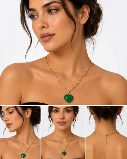 Green Heart Gold Chain