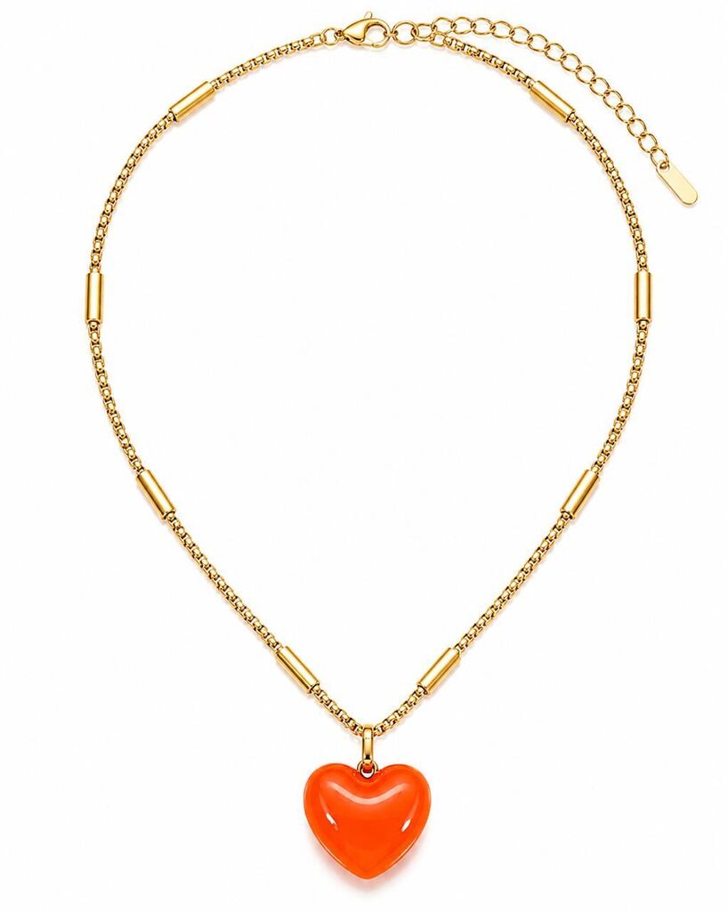 Orange Heart Gold Chain