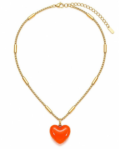 Orange Heart Gold Chain