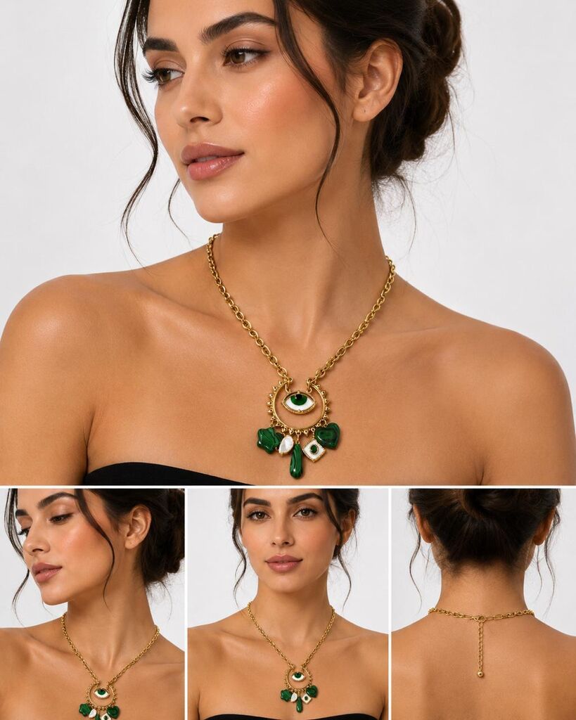 Eye Pendant Green Stones