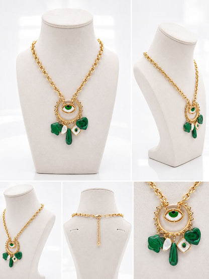 Eye Pendant Green Stones