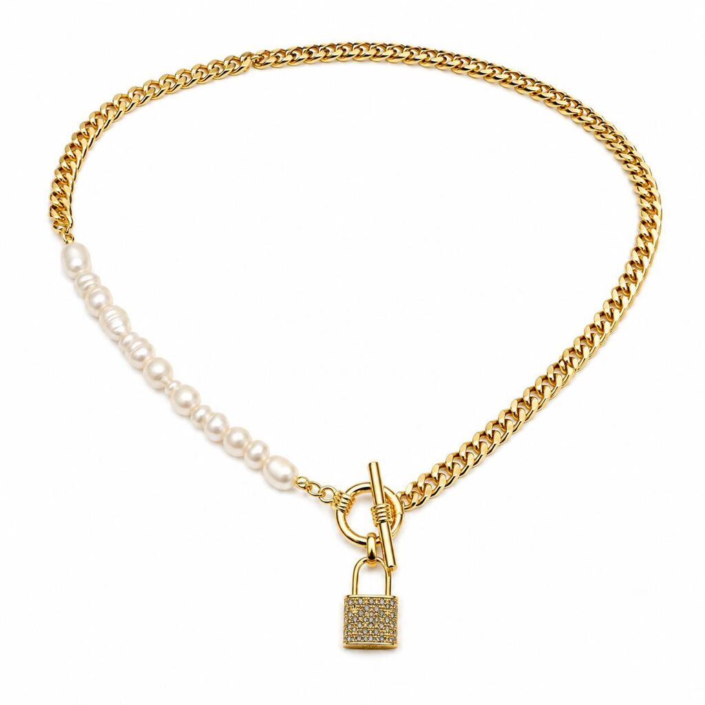 Gold Chain Lock Pearls