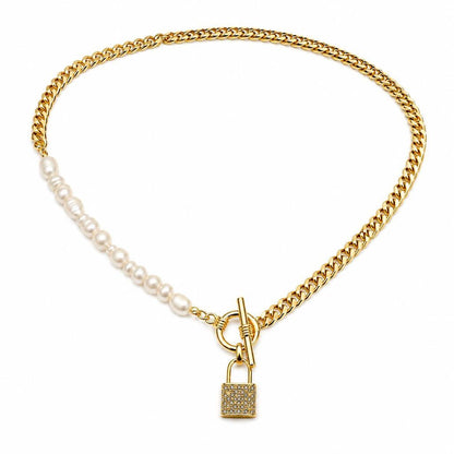 Gold Chain Lock Pearls
