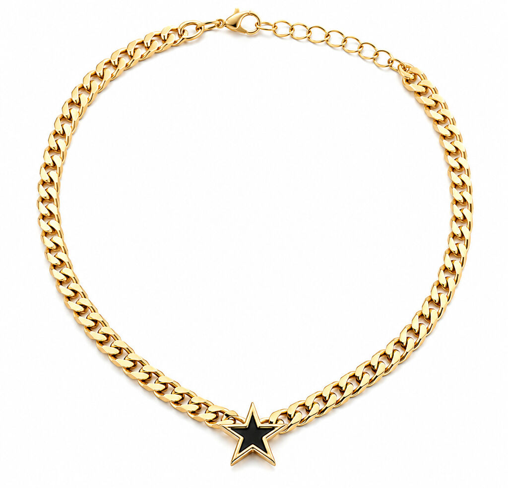 Gold Chain Dark Blue Star