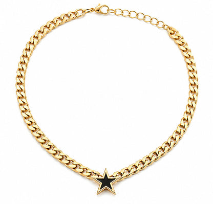 Gold Chain Dark Blue Star