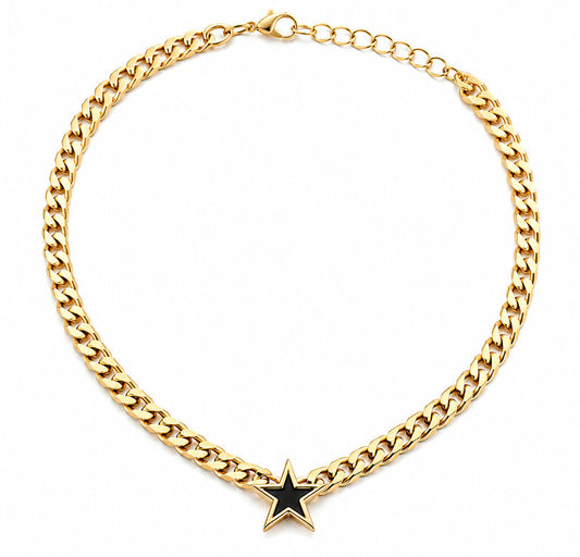 Gold Chain Dark Blue Star