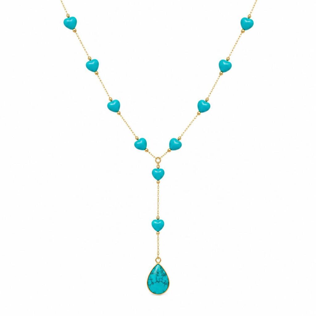 Turquoise Hearts Gold Accents