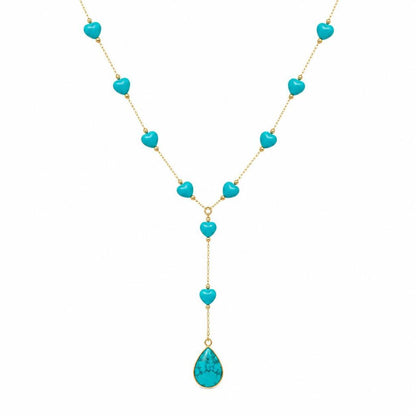 Turquoise Hearts Gold Accents