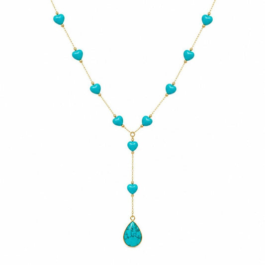 Turquoise Hearts Gold Accents