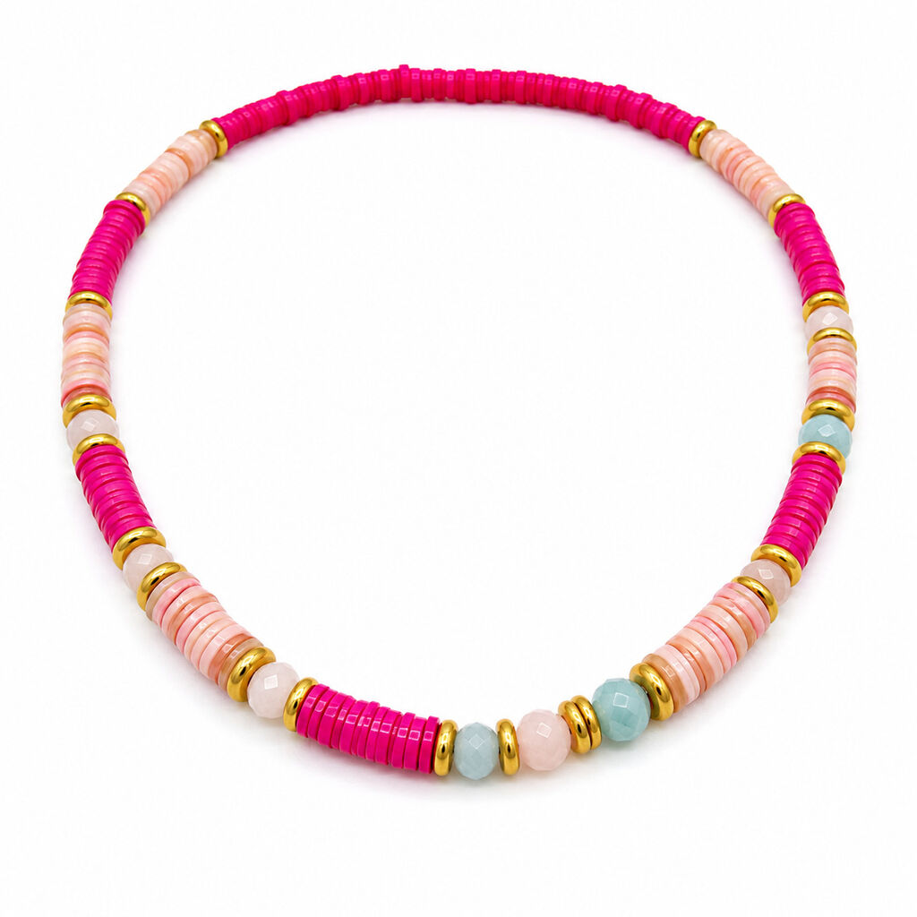 Pink Beads Light Blue