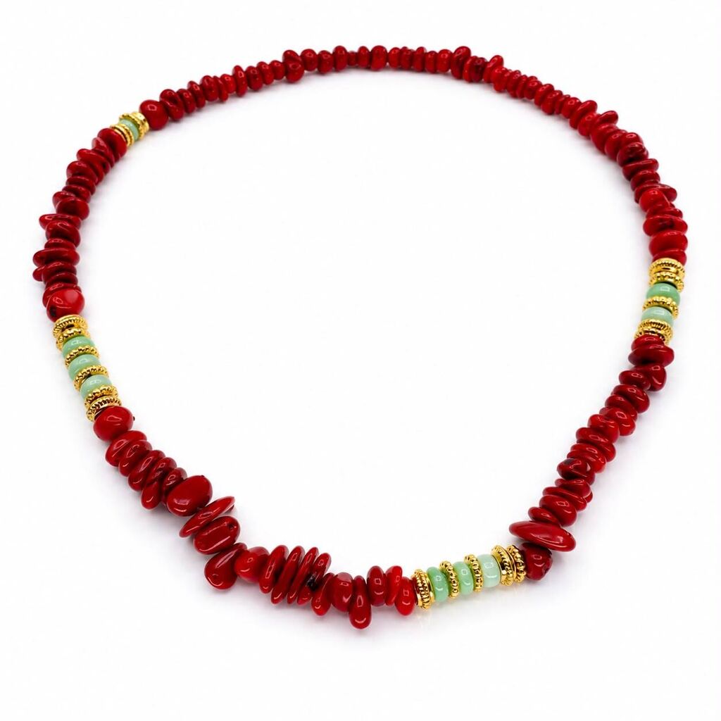 Red Beads Gold Green