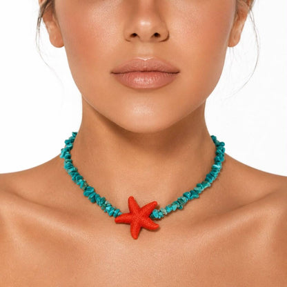 Turquoise Beads Orange Star