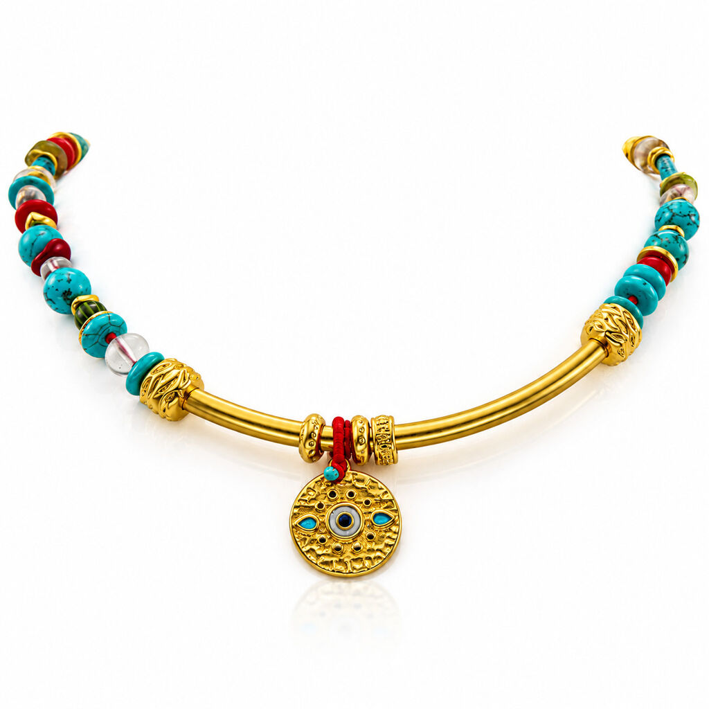 Turquoise Curved Gold Line