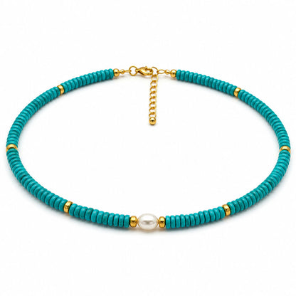 Turquoise Pearl Gold Chain