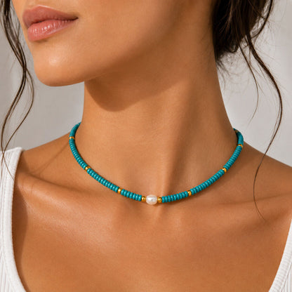 Turquoise Pearl Gold Chain
