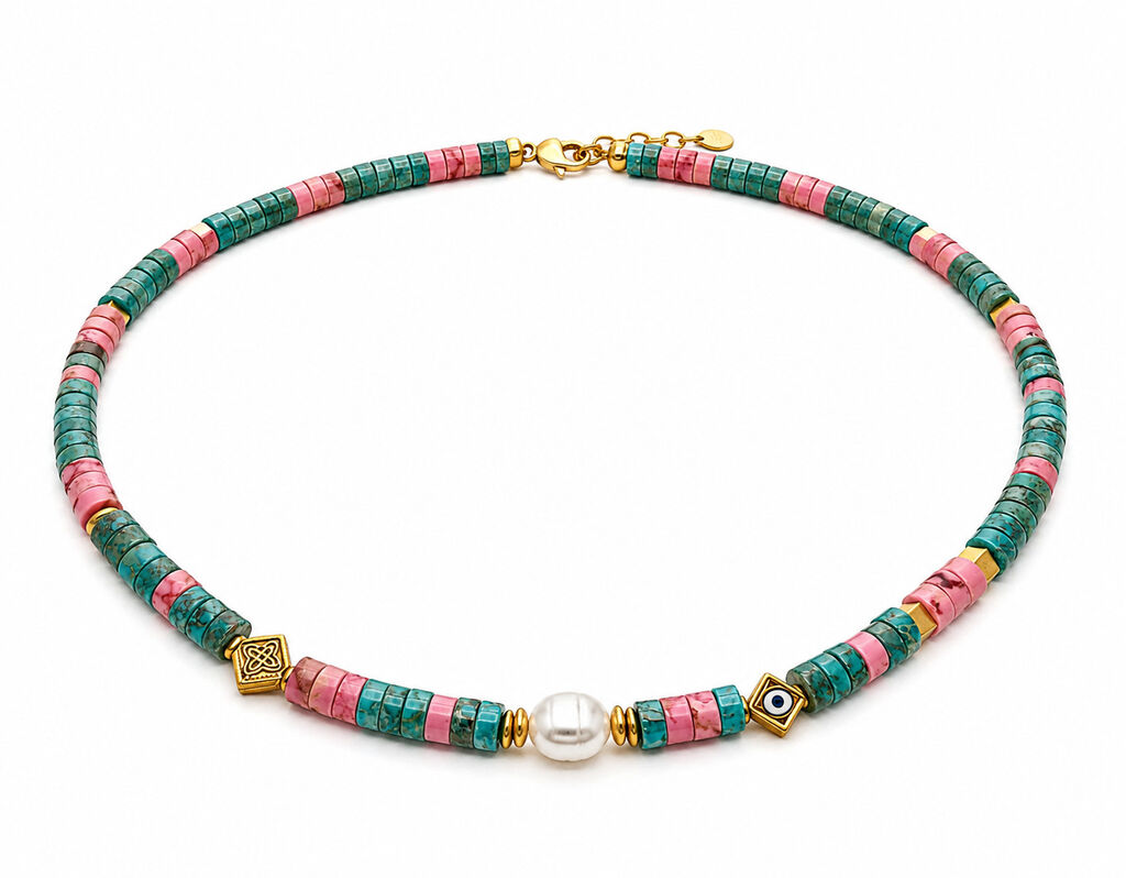 Turquoise Pink Pearl Gold