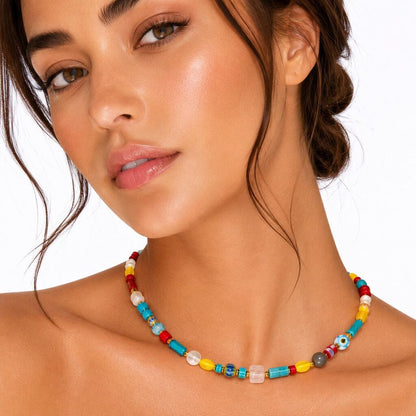 Rainbow Beads Gold Accents