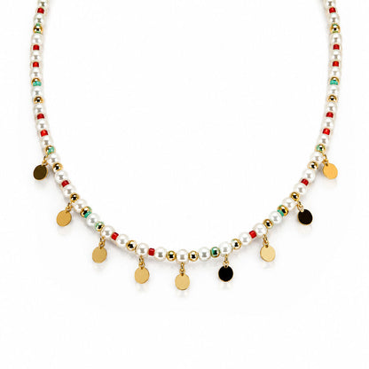 Pearl White Gold Circles