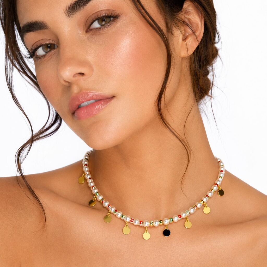 Pearl White Gold Circles