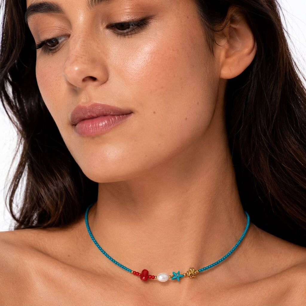 Turquoise Red Gold Pearl