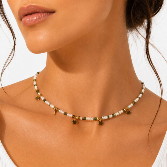 Pearl Beads Gold Green Black