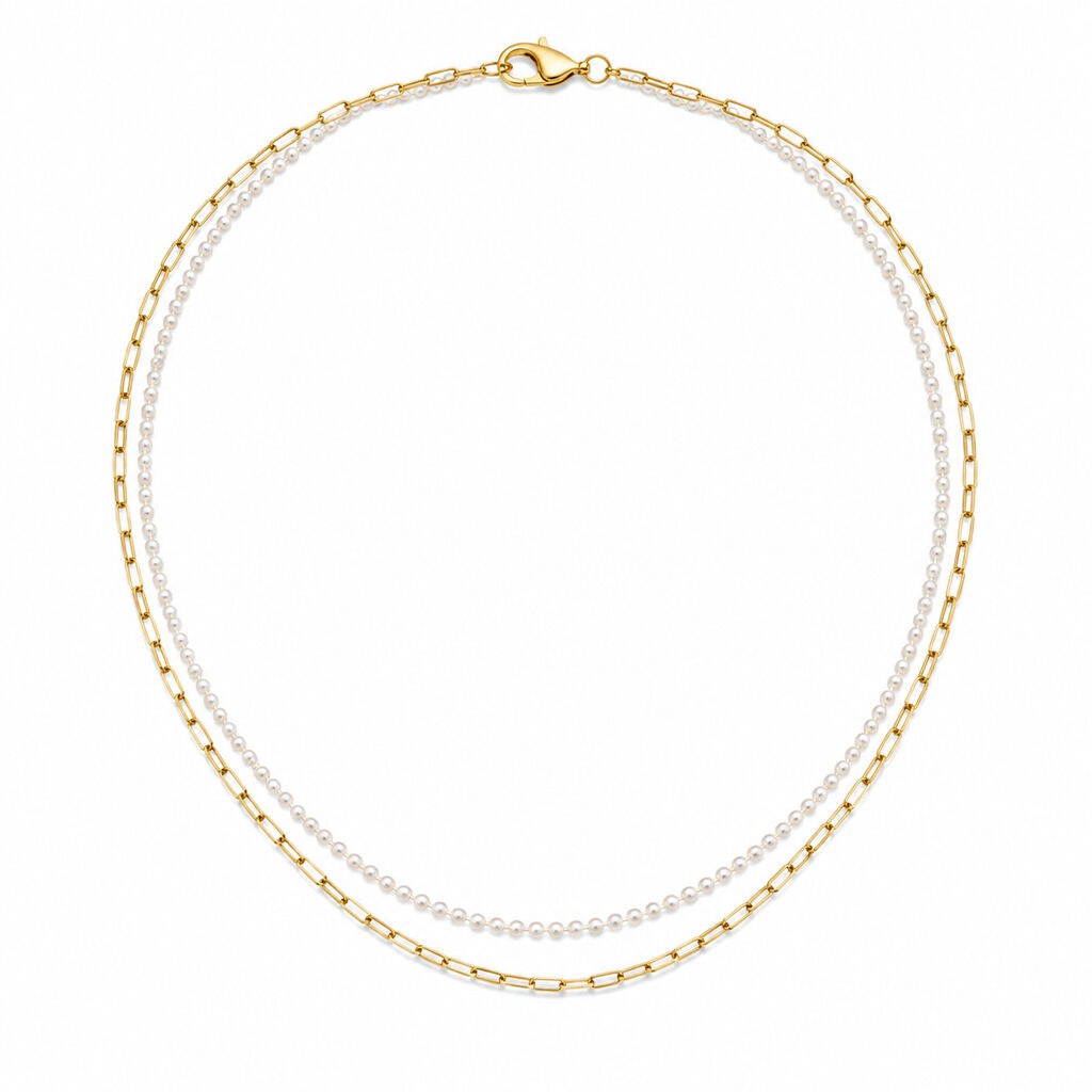 2-Piece Gold and Pearl Necklace Set
