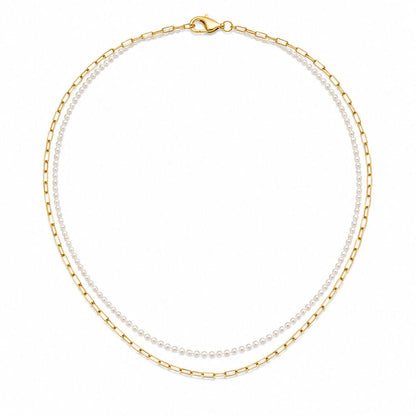 2-Piece Gold and Pearl Necklace Set