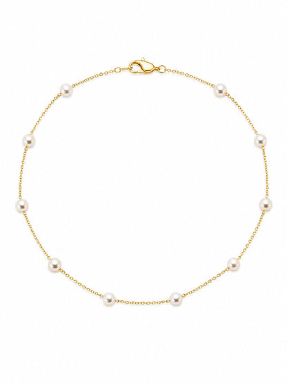 Gold Chain White Pearls