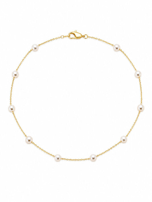 Gold Chain White Pearls