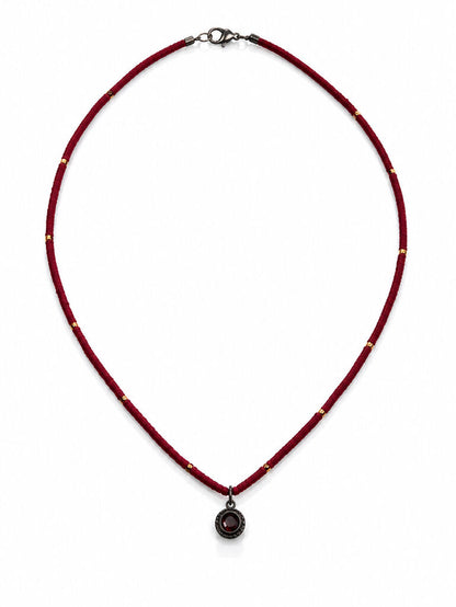 Red Beads Pink Stone Gold