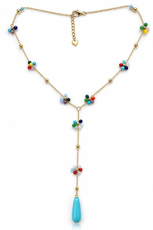 Gold/Turquoise Flowers Chain
