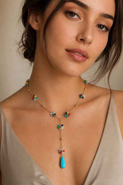 Gold/Turquoise Flowers Chain