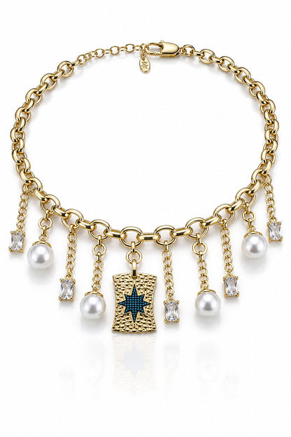 Gold Diamond Pearls Chain