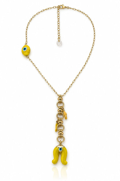 Gold/Yellow Evil Eye Pepper Charm Chain