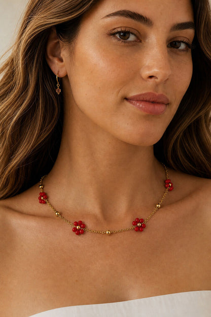 Gold/Red Flowers Chain
