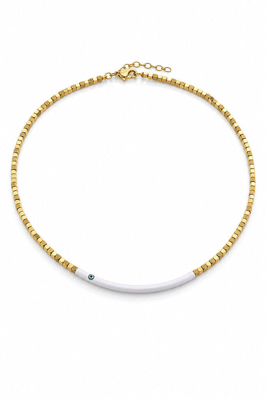Gold/White Evil Eye Chain
