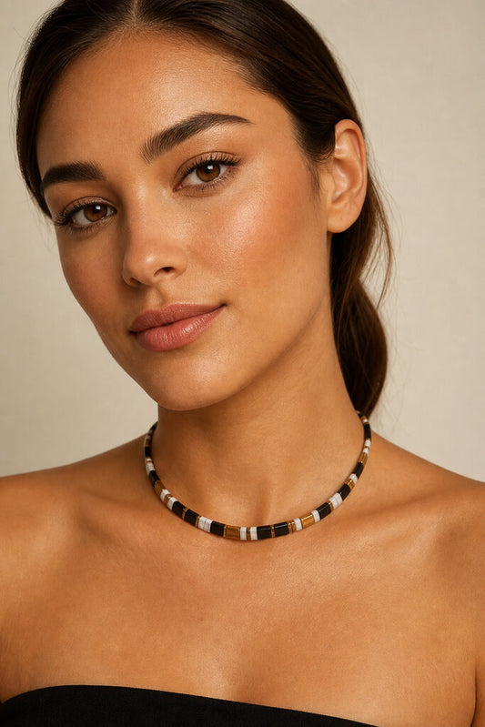 Black/Gold/Pearl Necklace