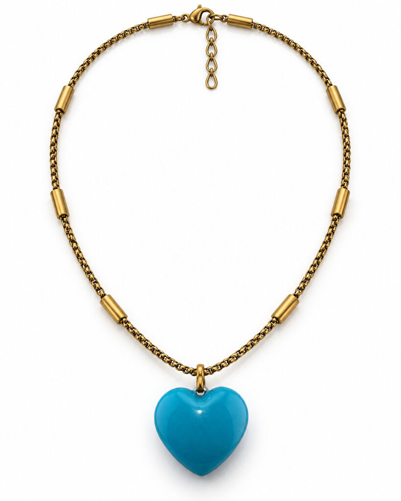 Gold Turquoise Heart Chain