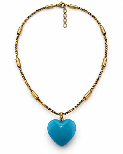 Gold Turquoise Heart Chain