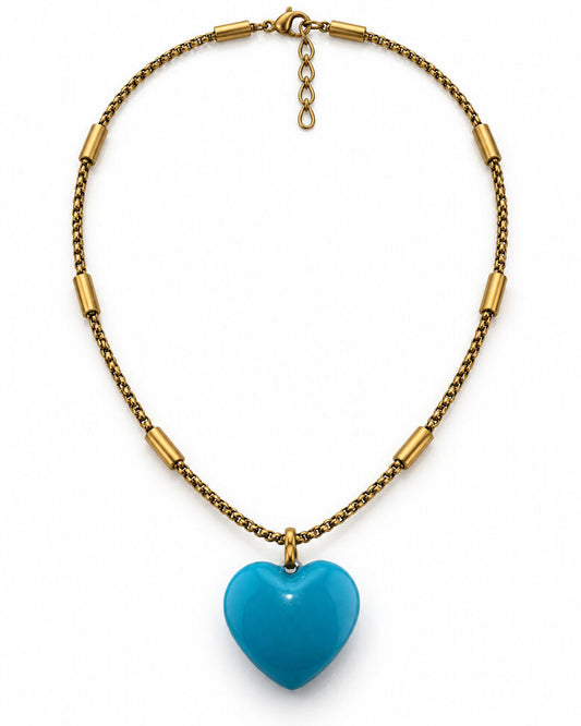 Gold Turquoise Heart Chain