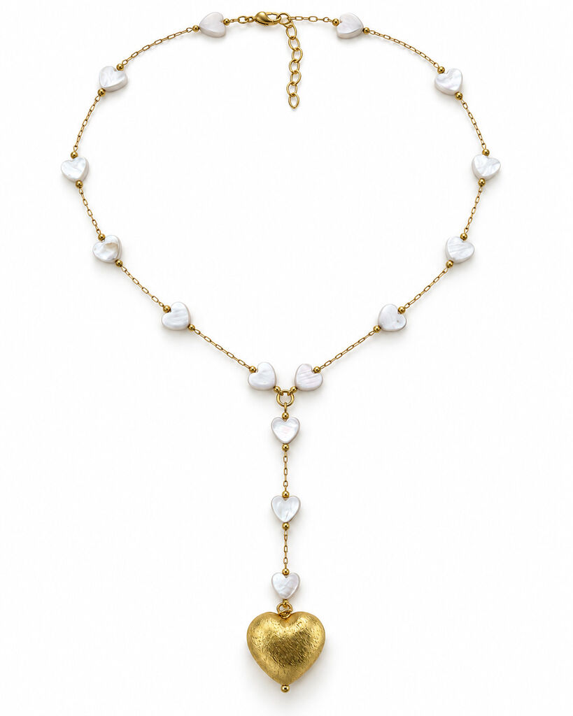 Gold White Hearts Chain